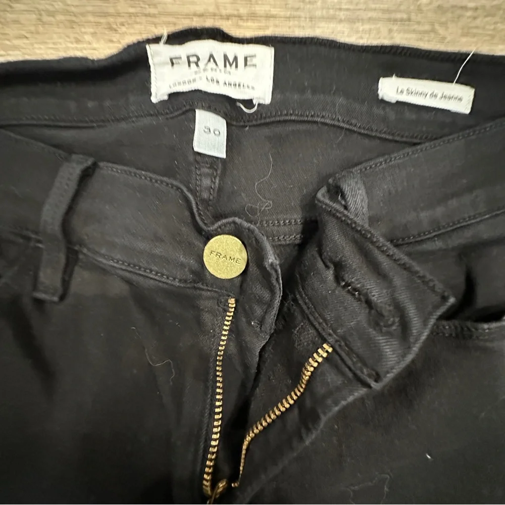 {preloved} Frame Denim Detressed Black Skinny Jeans - Picture 3 of 8